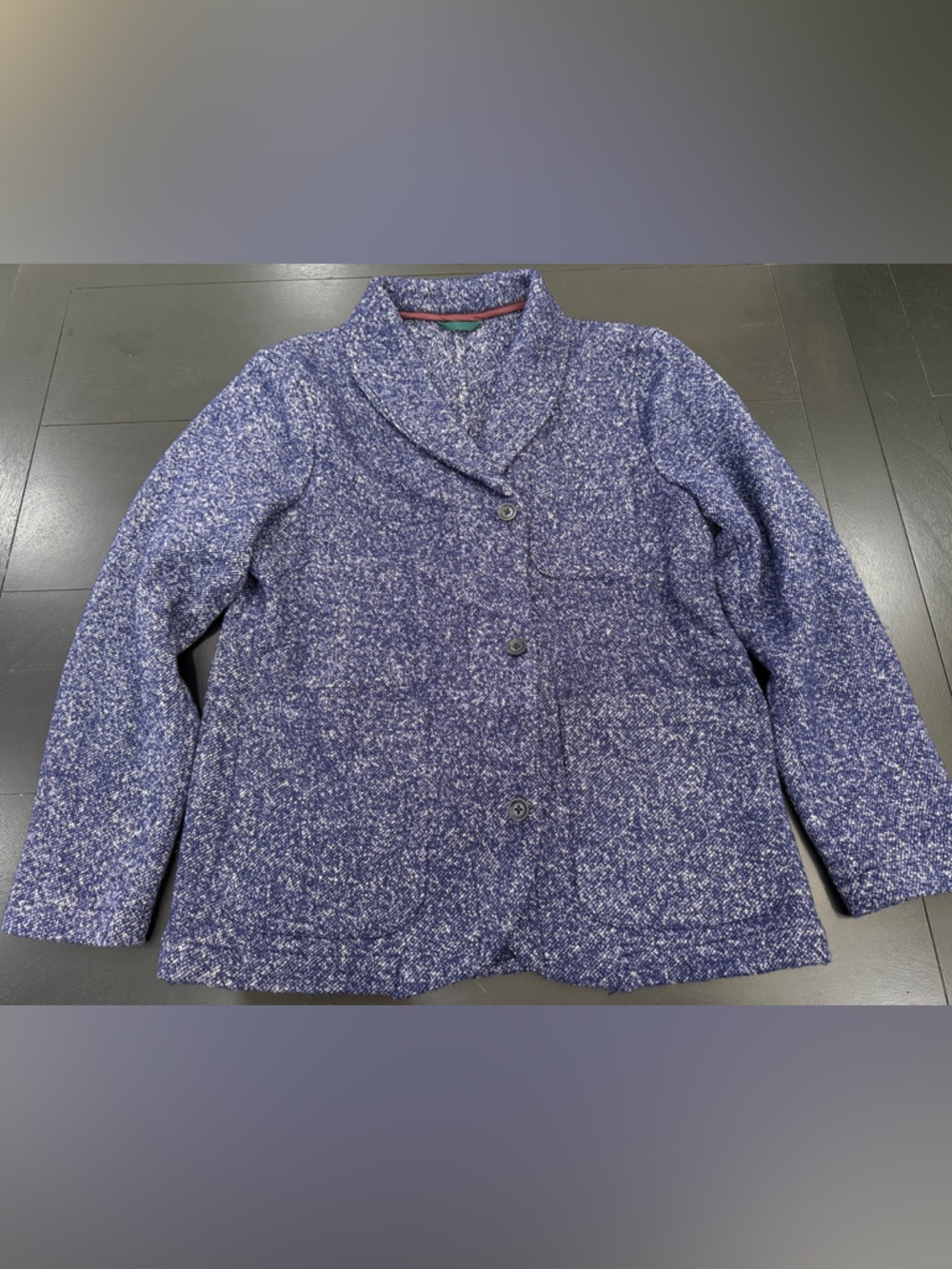 Bonobos Navy and White Marled Knit Cardigan Sports Coat - Picture 3 of 4